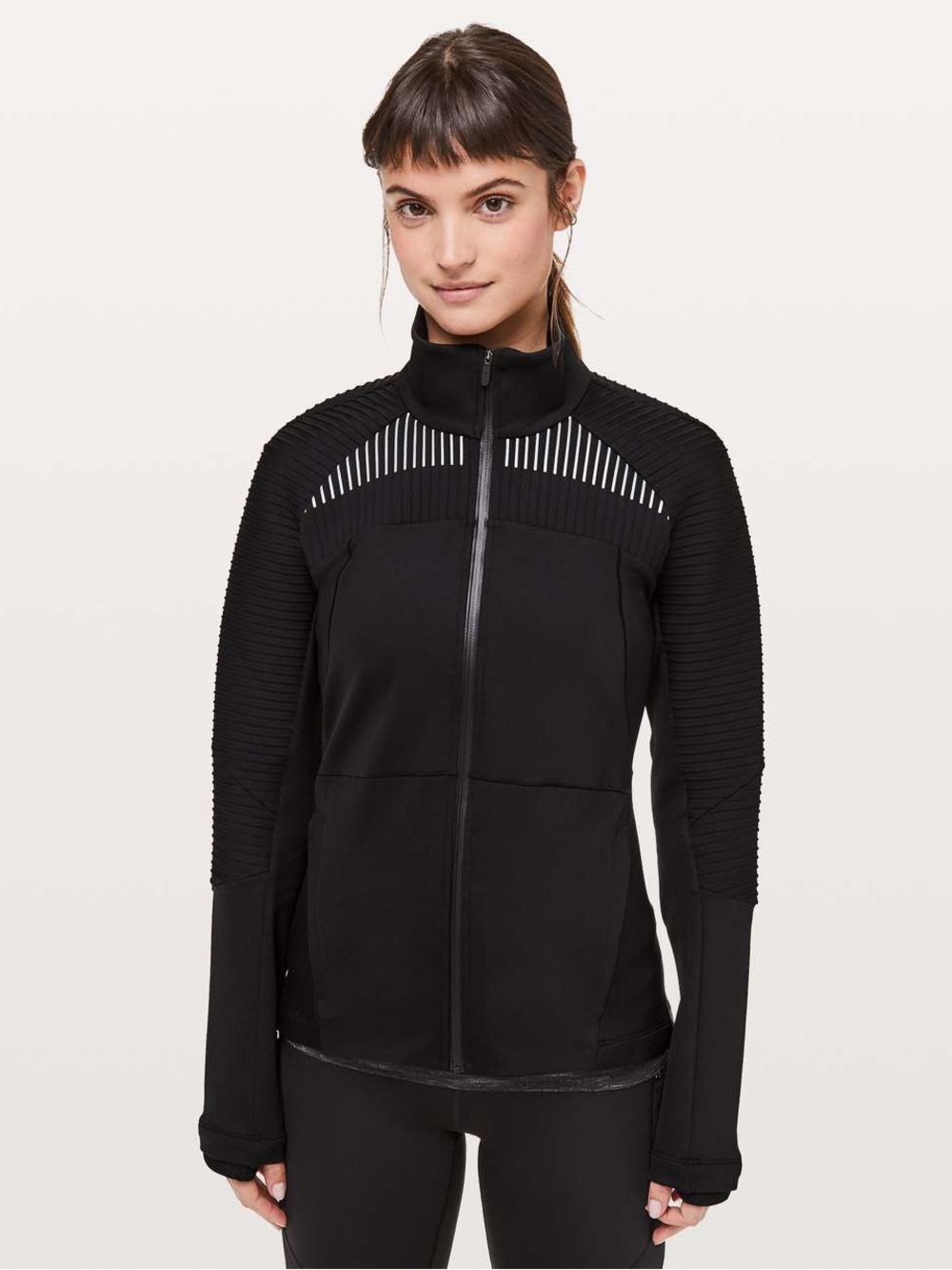 Lululemon Black Chill Going Strong Reflective Full Zip Jacket Size 6